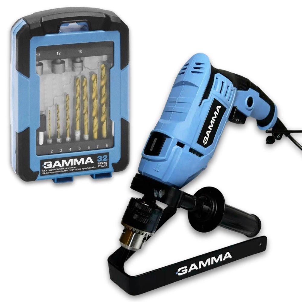 ガンマプラス Furadeira de Impacto 1/2POL 910W com Kit de Acessórios 32 Peças