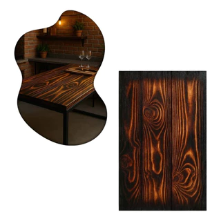 Tampo Pinus 100x60 Efeito Queimado Óleo Mineral