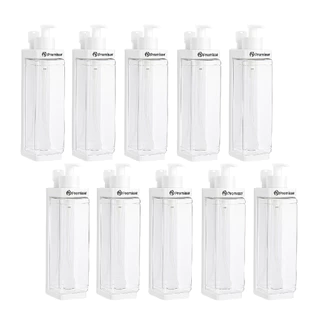 Kit 10 Frascos Pump Transparente Suporte dispenser Parede Saboneteira Shampoo Chuveiro Banheiro Banho Box Hotel Pousada