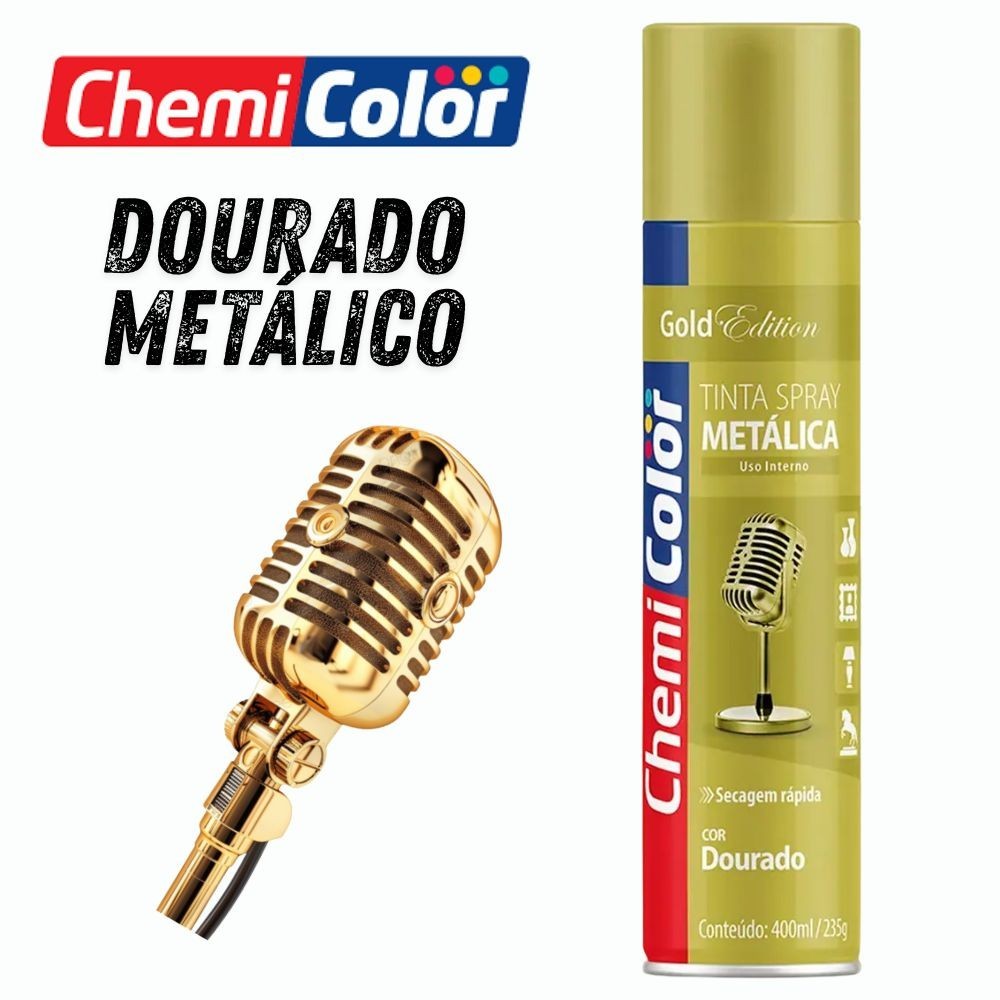 Tinta Spray Chemicolor 400ml Dourado Metálico – Brilho Intenso e ...