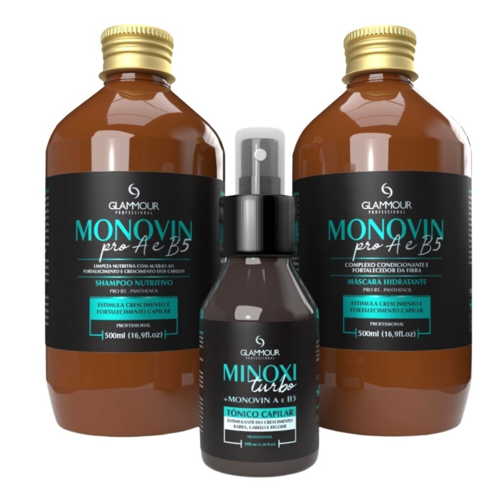 Kit Capilar Shampoo Cabelos Monovin Crescimento Acelerado 3 Passos a ...