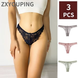 3 Pcs Fio Dental Feminino Tangas Sexy Lace T-back Calcinha Oca Fora G String Transparente Sem Costura Macio M-XL