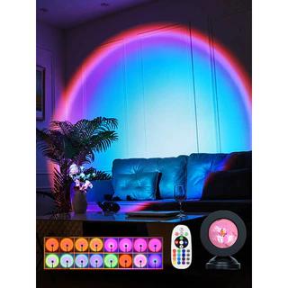 Lâmpada De Pôr-Do-Sol Projecção LED Com Controle Remoto , Luz Noturna De 16 Cores De Chão Decorativa Interna RGB Luzes De Nascer