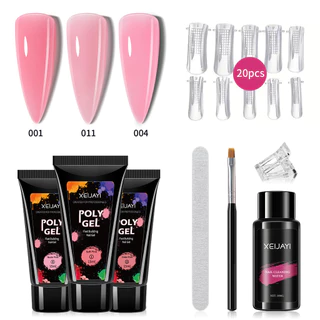 XEIJAIYI 8pcs Kit De Gel De Extensão De Unhas De Polietileno 15ml Nude Pink All In One Construtor Cola Com Formas Duplas Clipes Manicure Set For Beginnerer