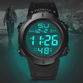 Homens Observam Relógio Digital LED De Silicone À Prova D