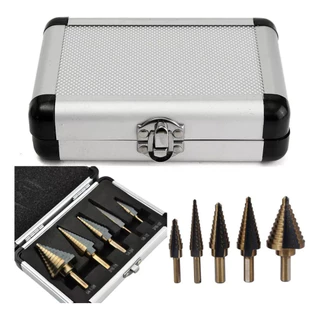 Ferro Aço Kit 5 Brocas Cônicas Escalonada 50 Medidas Titanio