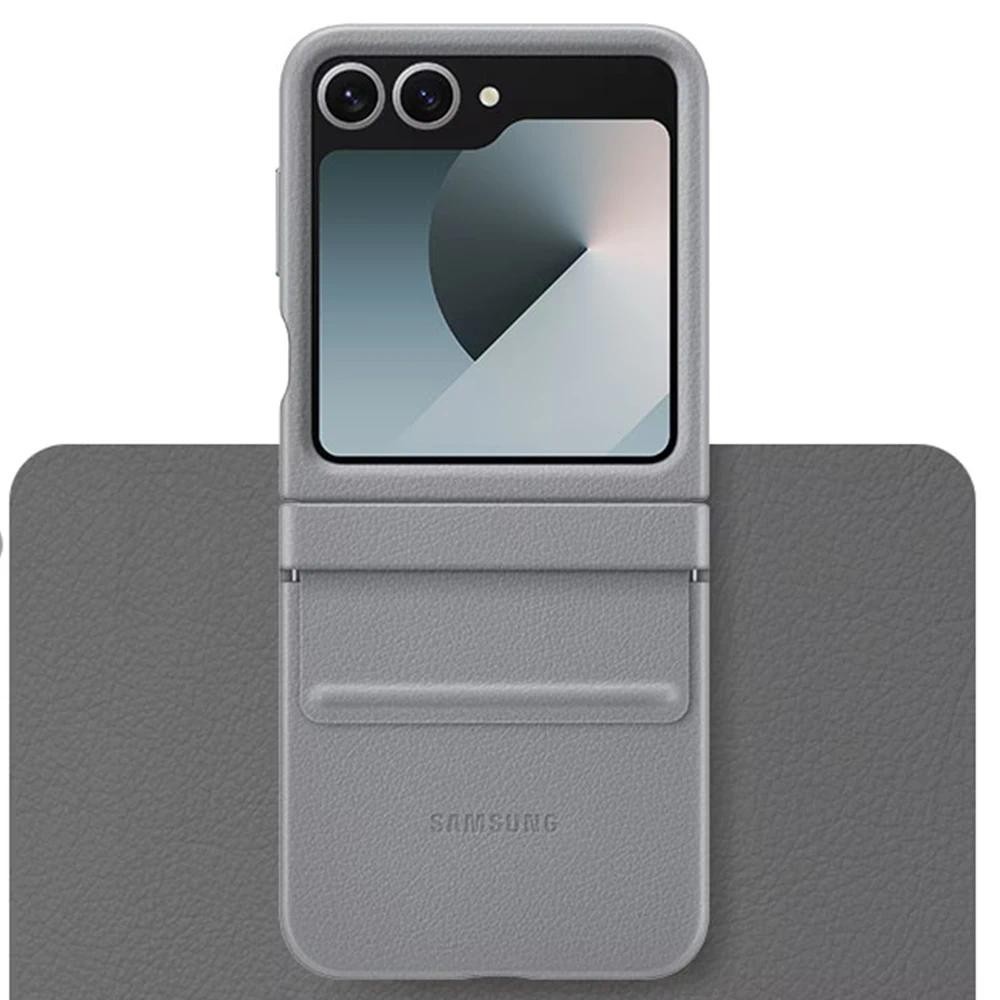 Capa De Couro Genuína À Prova De Choque Para Samsung Galaxy Z Flip 6 5G ZFlip 6 Forro Flocking Lining Inside Bumper