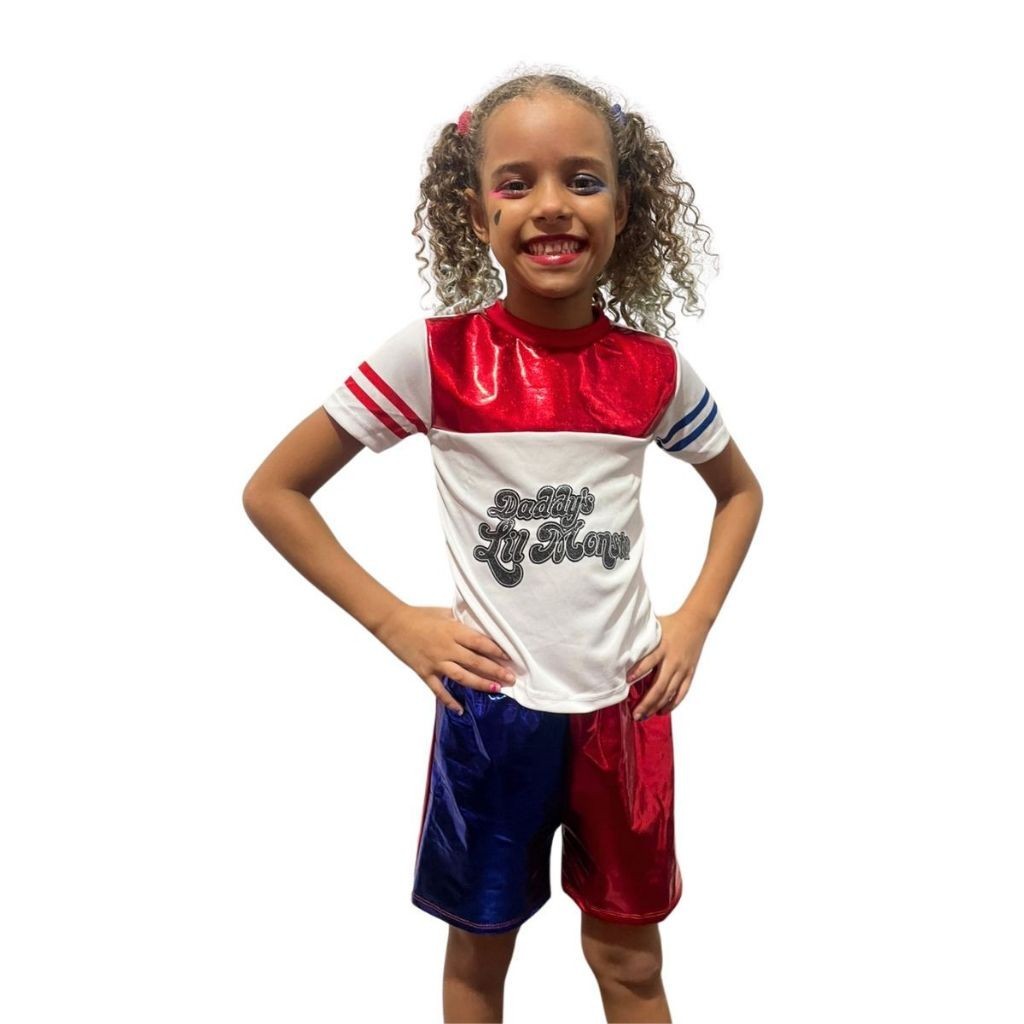 Fantasia Da Arlequina Infantil Harley Quinn Esquadrão | Shopee Brasil