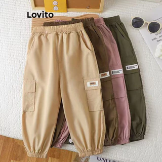 Lovito Calça casual plissada lisa LNA76076