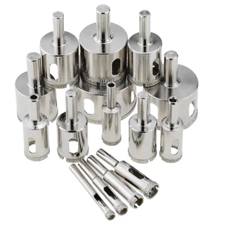 Kit Jogo Brocas Serra Copo Diamantadas Para Vidros Garrafas Mármore Cerâmica Piso Azulejos Porcelanatos