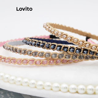 Lovito Tiara casual com pérolas de strass liso para mulheres LFA44658