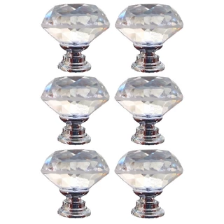 KIT 6 PUXADORES CRISTAL 30MM DE GAVETAS BOX MÓVEIS STANDARD