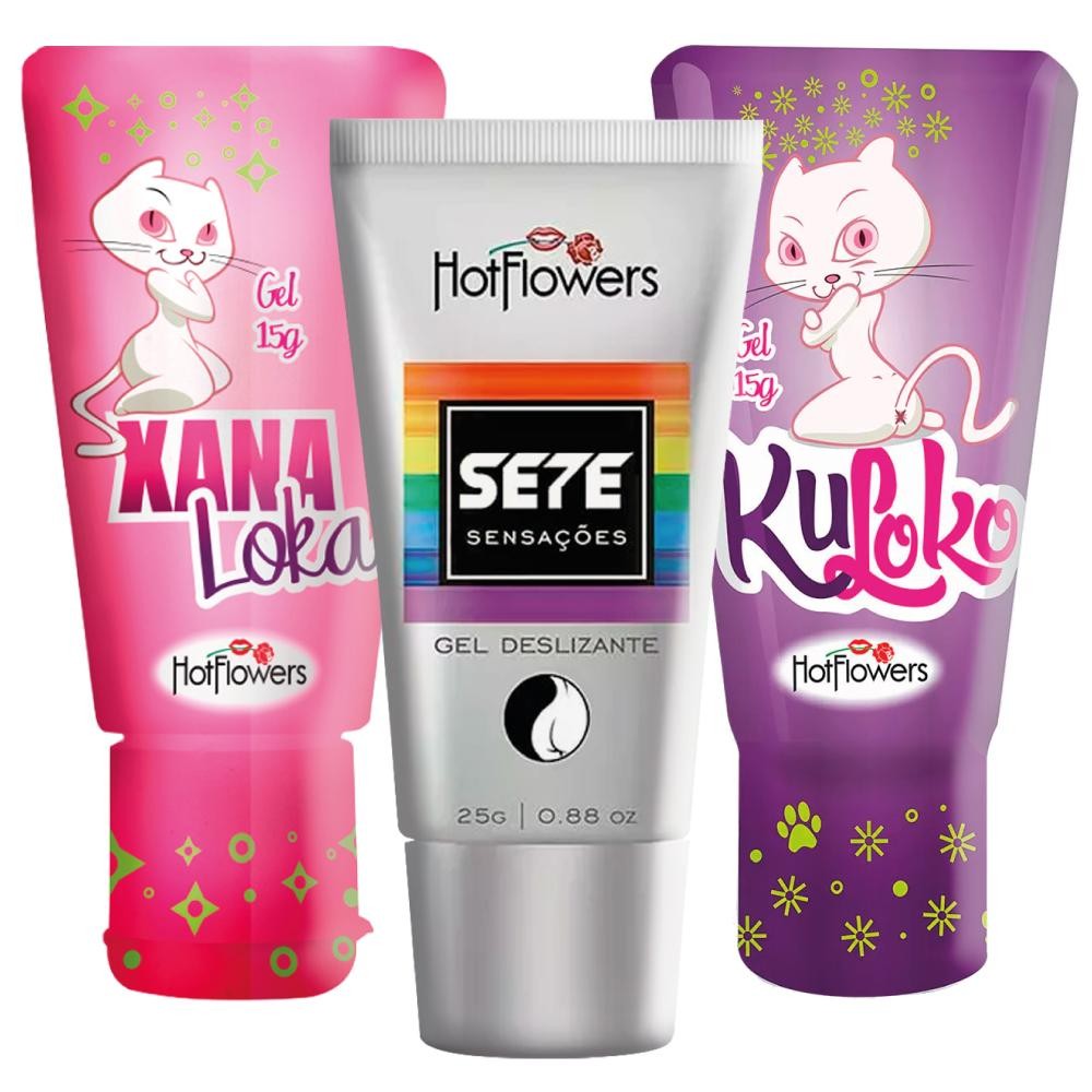 Kit Lubrificante Xana Loka + KuLoko + Sete Sensações Esquenta