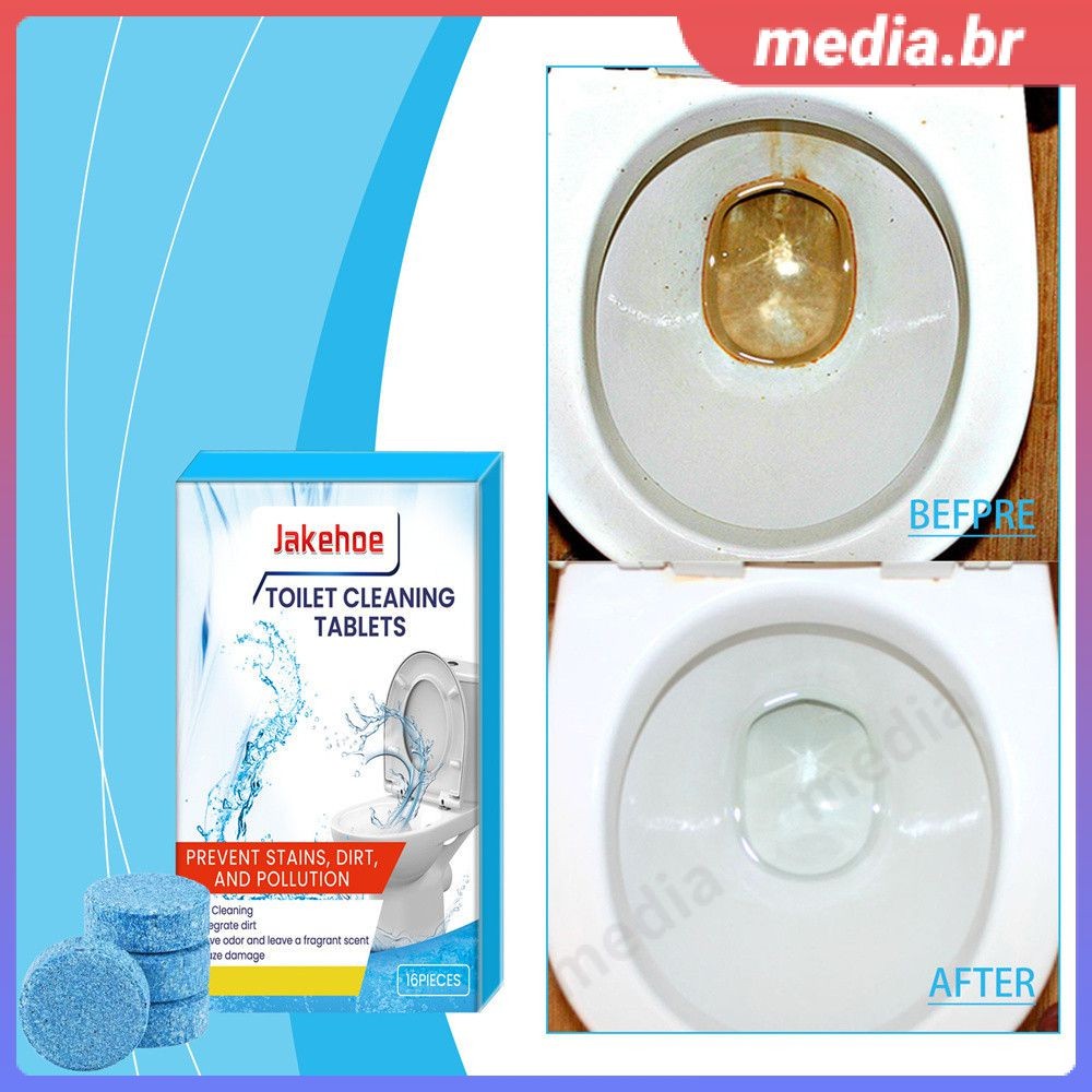 Pastilhas De Limpeza Sanitária 16 Desodorante Desincrustante Sanitário Forte Removedor De Manchas Efervescentes