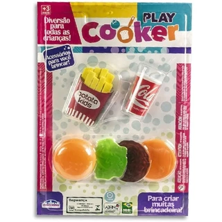 KIT LANCHE COMIDINHA DE BRINQUEDO FAST FOOD HAMBUGUER FRITAS E REFRI - ZUCA TOYS