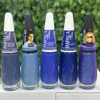 Kit 5 Esmalte Impala Tons de Azul Rainha do Nilo , Abrigo , Vivência , Infinito e Alucicrazy