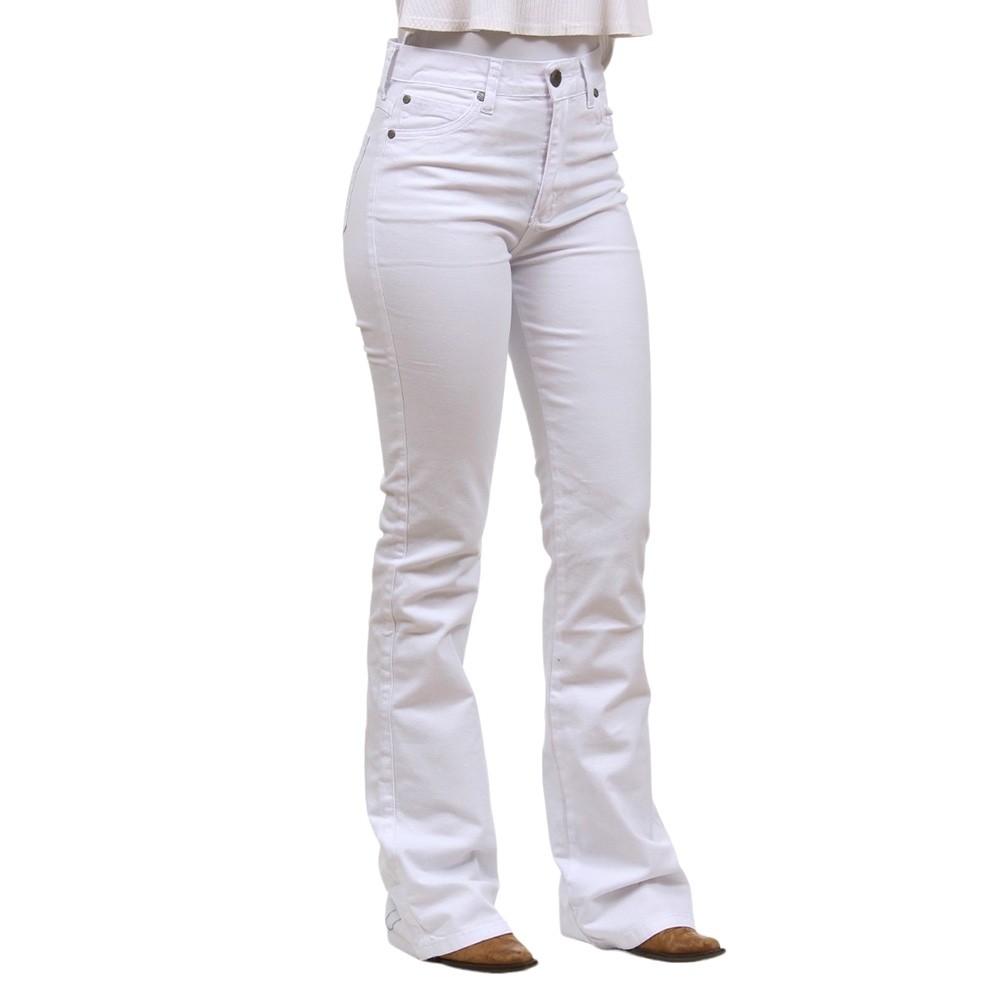 Calça Jeans Branca Flare Feminina com Elastano Wrangler 36305 | Shopee ...