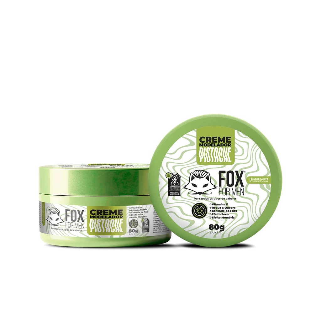 Creme Modelador Pistache 80g Fox For Men Fixação Suave Acabamento Seco Vitamina E Filtro Solar