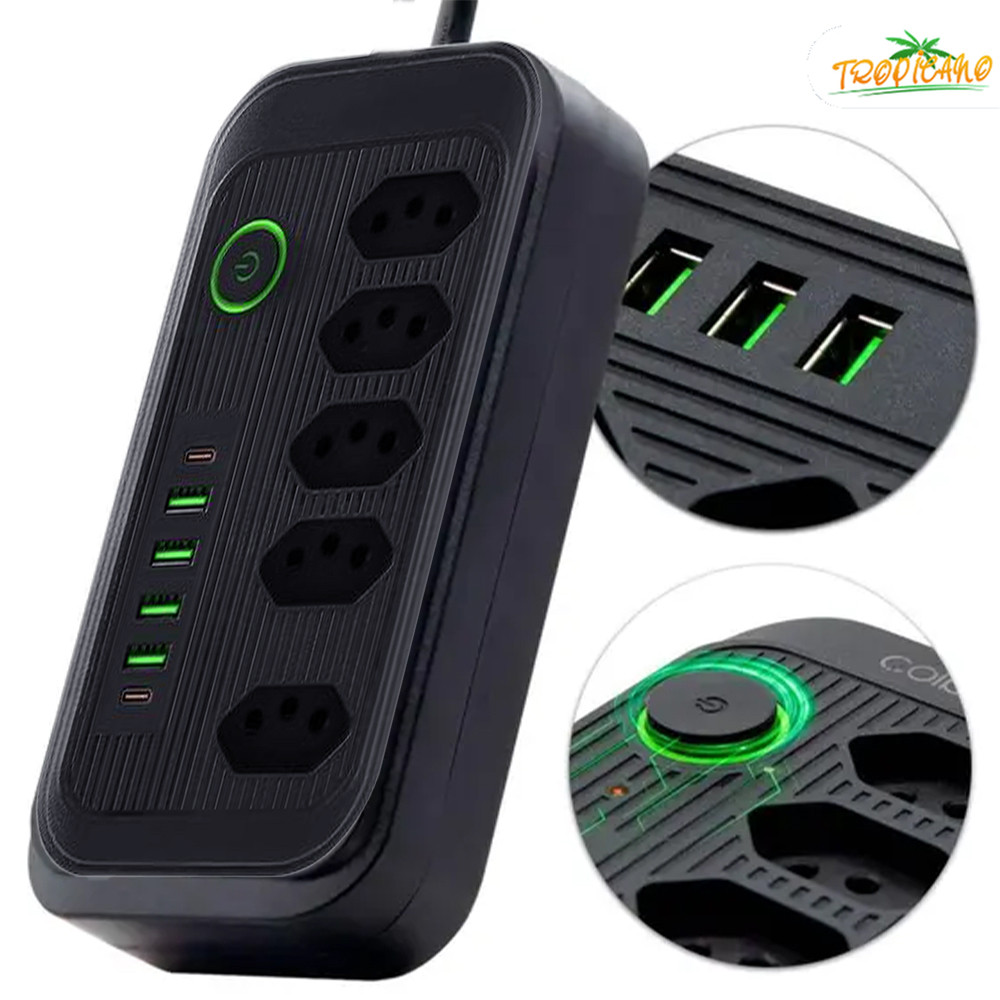 Regua de Tomadas 5+ Bivolt USB - Coibeu Extensão Filtro Segurança com 4 ...