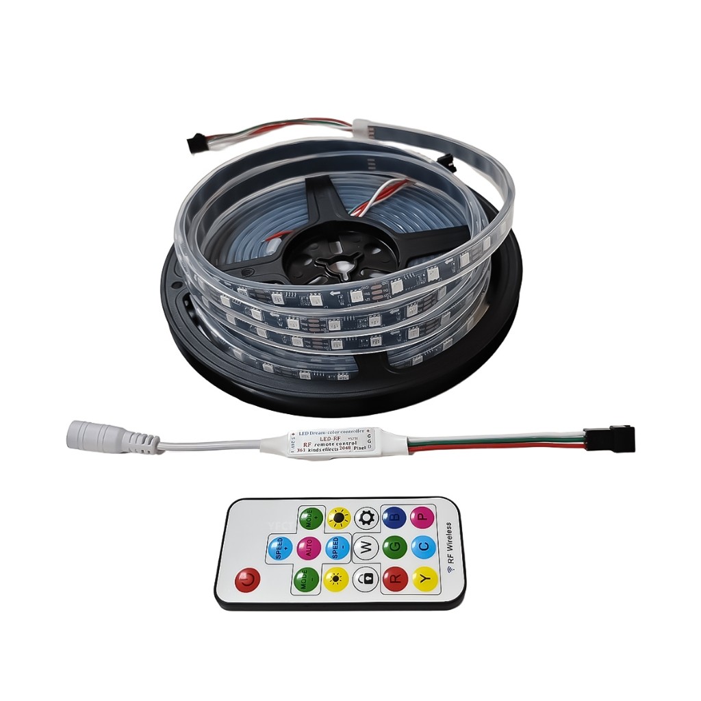 Fita Led 2811 Dupla Face Digital 60 Led Ip65 Preto Com Silicone 5m ...