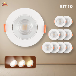 Kit 10 Luminária Spot LED 7W Direcionável Redondo Embutir Luz Frio/Quente/Neutra Bivolt Durável