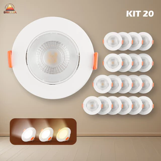 Kit 20 Luminária Spot LED 7W Direcionável Redondo Embutir Luz Frio/Quente/Neutra Bivolt Durável