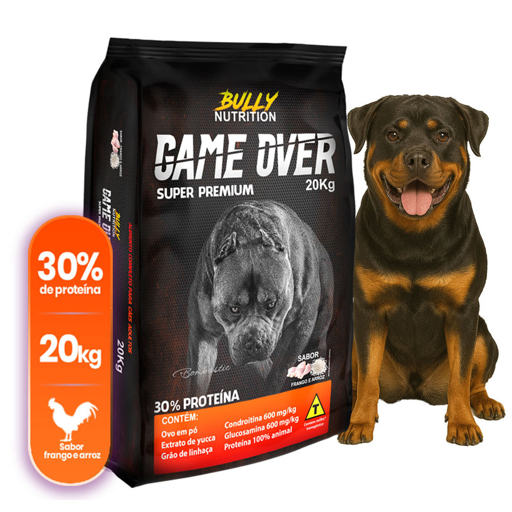 Ração Para Cachorro Rottweiler Game Over 20Kg | Força e Nutrição ...