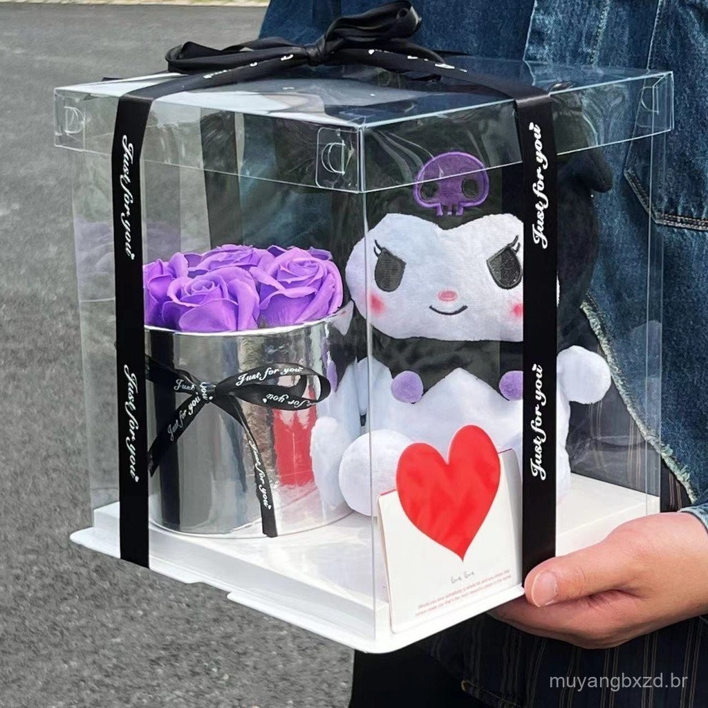 Presente de aniversário para namorada Kuromi boneca buquê de formatura para colegas de classe Caixa de presente de boneca de desenho animado prática