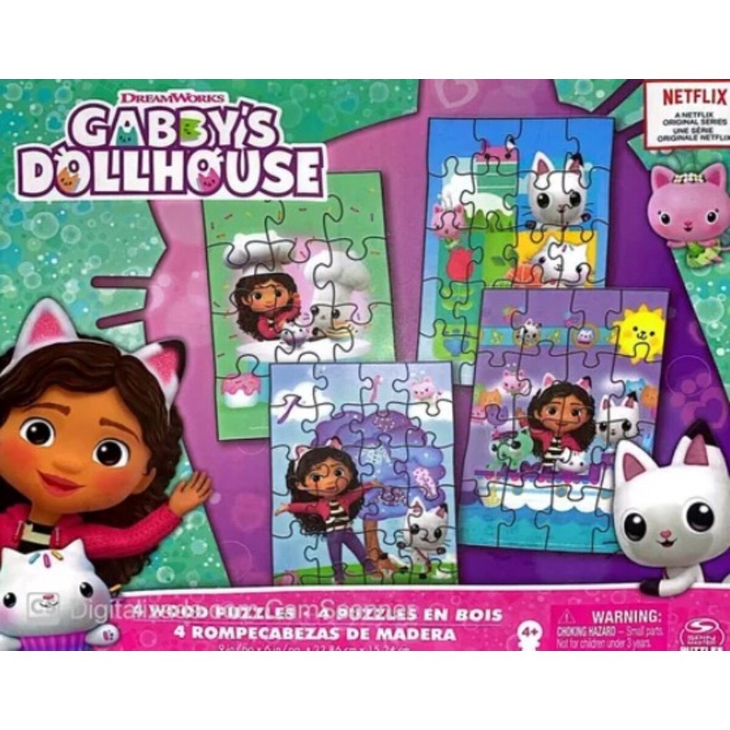 Quebra-cabeça Gabby´s Dollhouse 4 Em 1 Madeira Grow | Shopee Brasil