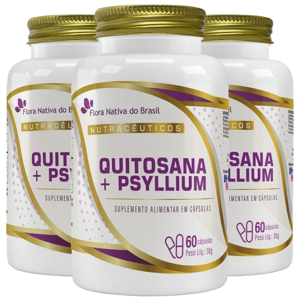 KIT 3X Quitosana com Psyllium 60 cápsulas - Flora Nativa | Shopee Brasil