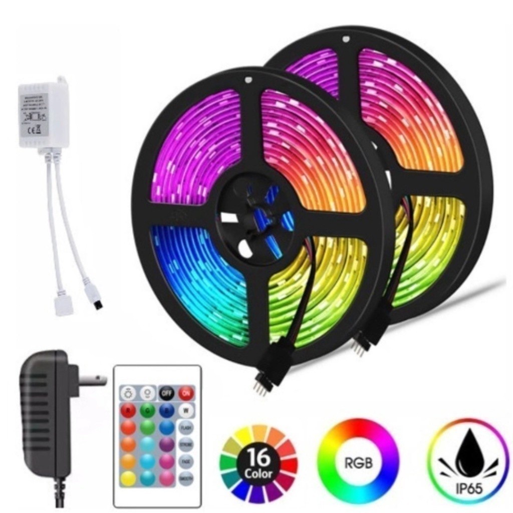 Fita LED RGB 3528 de 5 metros À Prova D'água Com Controle