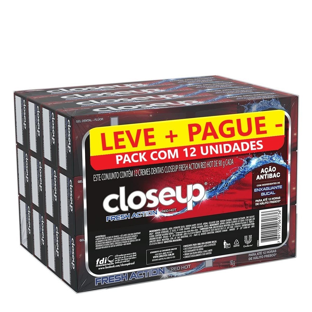 KIT 12 Creme Dental CloseUp Red 90g | Shopee Brasil
