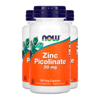 Kit 3x Picolinato de Zinco 50 mg Now Foods 30 Cáps Importado /Made in Usa