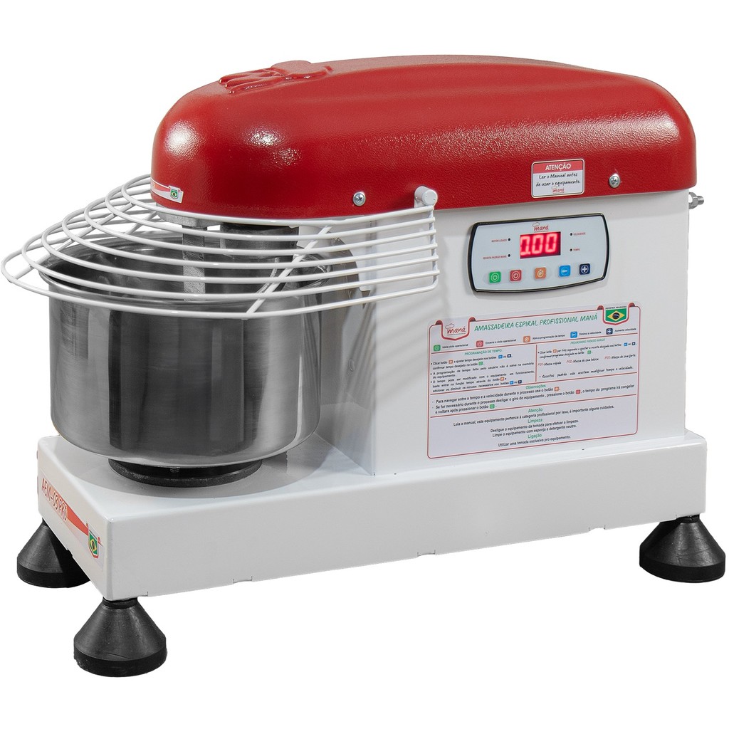 Amassadeira Espiral Maná 3 kg Profissional Masseira 1000W Bi