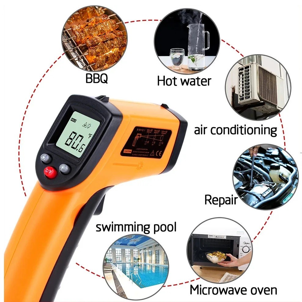 Termômetro Industrial Digital Infravermelho Laser Medição Temperatura Industrial -55ºc. até 400ºc