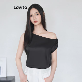 Lovito Blusa elegante lisa com amarração nas costas para mulheres L100MD304