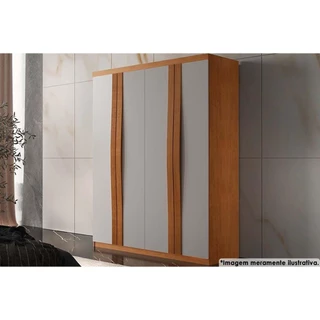 Guarda Roupa Solteiro 4 Portas e 2 Gavetas Grécia Naturale/Off White - Rufato