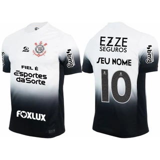 Camisa Timão Branca 2024/2025 Patrocínios Personalizada nome e numero Nova