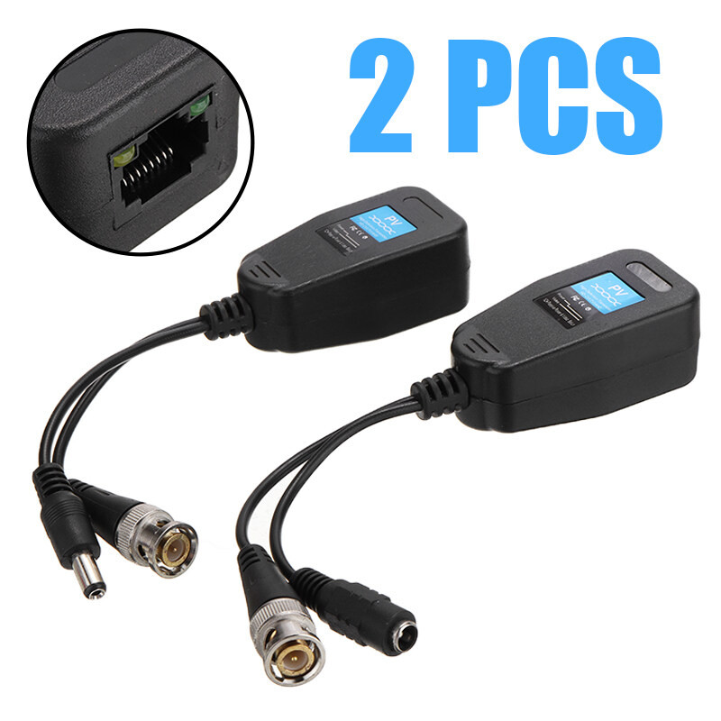 RJ45 Cat5 Cat6 BNC CCTV Câmera Vídeo Balun DC Jack Plug Hikvision Swann