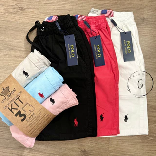 Kit 3 Shorts Masculinos Brim Bermudas Coloridas de Sarja Tradicional