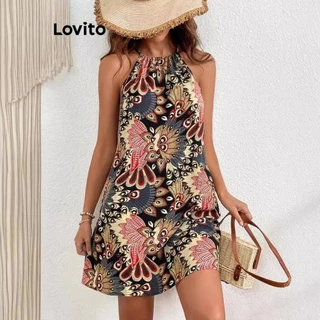 Lovito Vestido boho tribal estampado para mulheres LNL77266