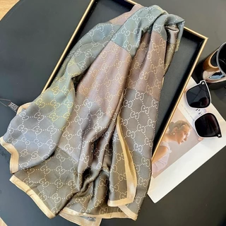 2024 Stock Ready Marca Luxo Seda Mulher Lenço De GG Cartas Padrão Cabeça Cachecóis Long Shawls E Wraps Toalha De Praia Hijab