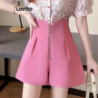 Lovito Short elegante com zíper liso para mulheres LNE74320