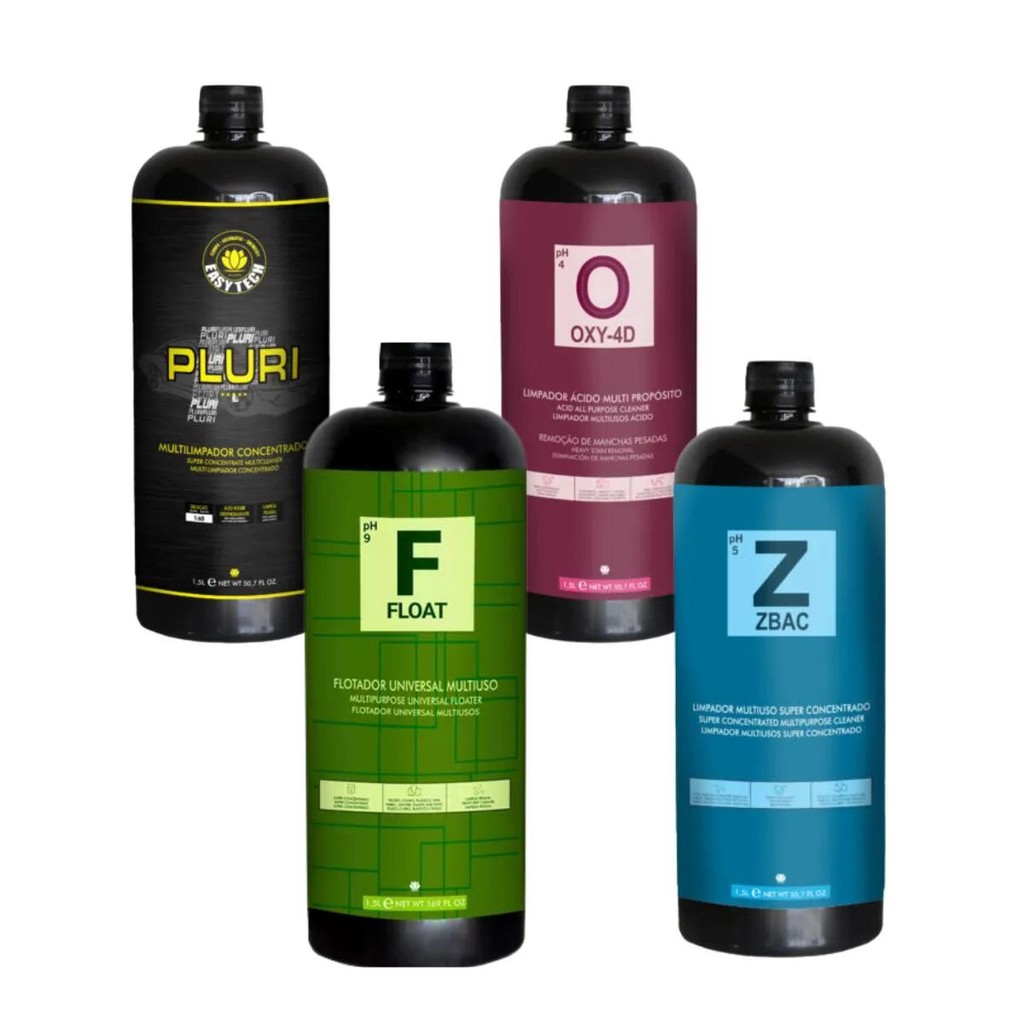 Kit Higienização Easytech - Pluri 1.5L + Zbac 1.5L + Oxy-4D 1.5L ...