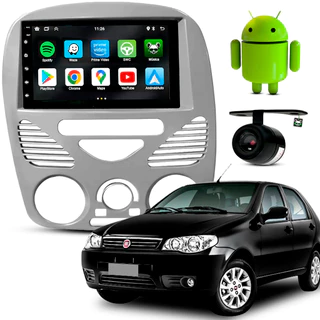Kit Multimidia Android 7 Pol Palio 2002 03 04 05 06 07 08 09 10 2011 2012 2013 2014 Cinza Brilhante