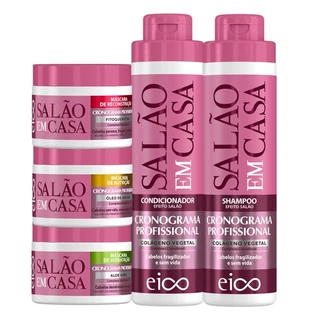 Eico Salão Em Casa Cronograma Profissional Shampoo Condicionador 800ml Máscaras Hidra Nutri Recons