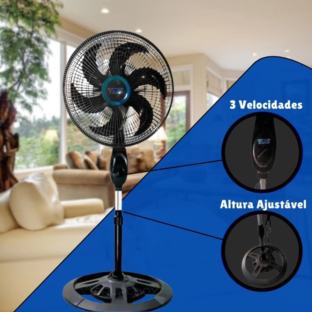 Ventilador Solaris Grande 6 Pás Turbo Ultra Potente 75w 3 Velocidades ...