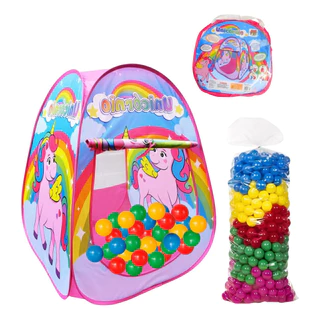 Barraca Casinha Infantil Dobrável Unicórnio Menina + Bolinhas