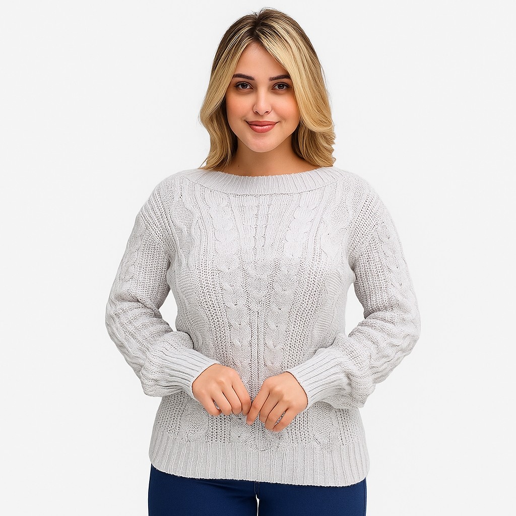 Blusa de Frio Feminina Modelo Unico Branco Trico Suéter Inverno Tricot ...