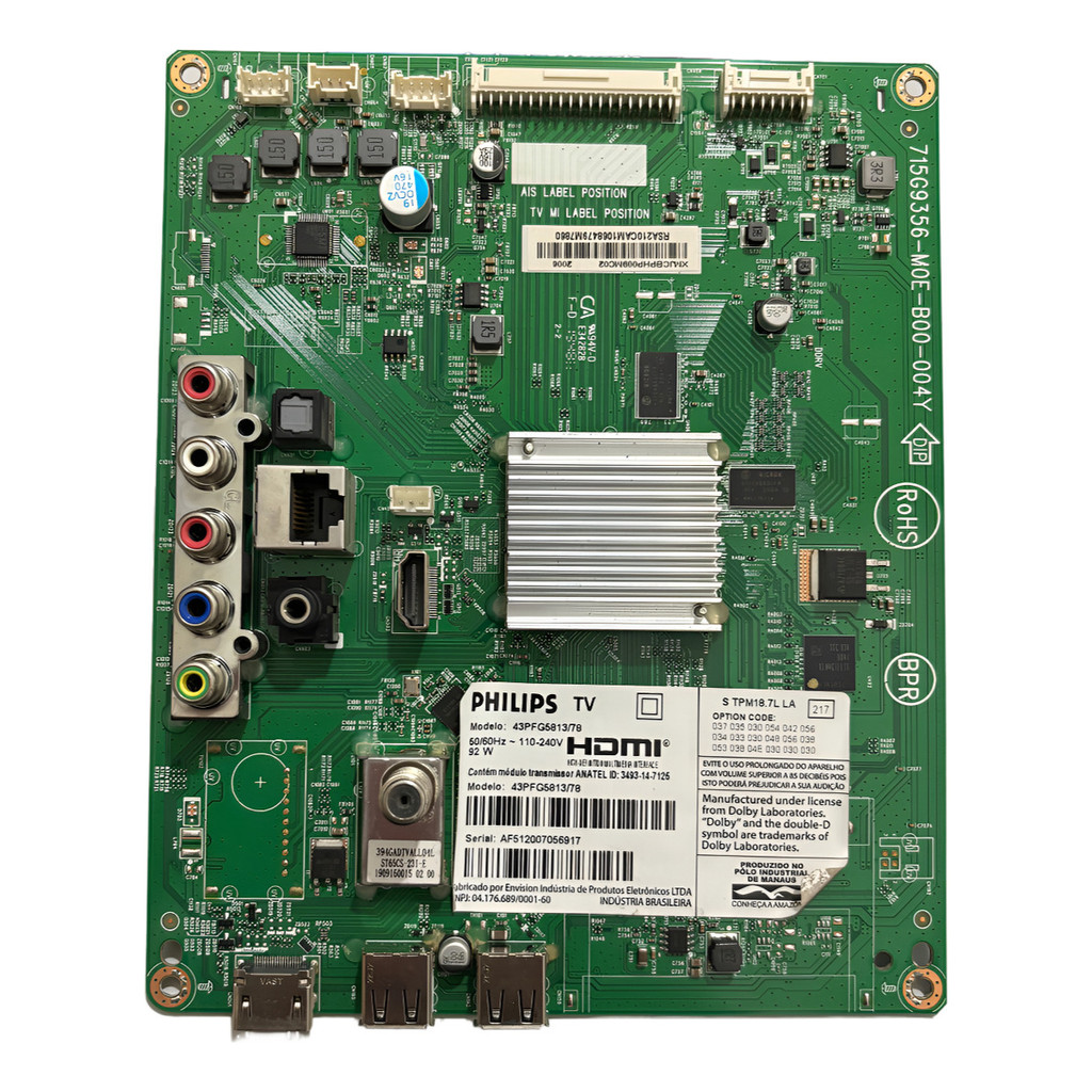 PIECES DETACHEES: Carte mère Tv Philips 65PUS9435/12 715GA006 M0D B01 005T ( WK:1947) 704TQKPL025 XKCB02B00800SX   D'occasion en très bon état